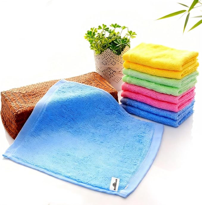 Bamboo Microfiber Cleaning Cloth-8Pcs Kitchen Wash Cloths,Wood Fiber Window Glass Rags,Micro Fiber Cloth for Cleaning Suitable for Dishes,Car Towel Rag Made From Baby Washcloths Material (blue)