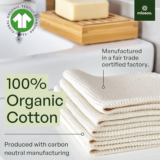 20 Pack Reusable Kitchen Paper Towels Washable - Super Absorbent Natural unPaper Towels - Natural Cotton - Reusable, Paperless Kitchen Dish Cloths - 100% Organic