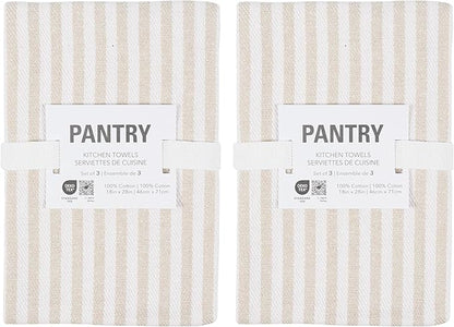 KAF Home Premium Kitchen Towels (18" x 28"), Large 100% Cotton, Flat & Terry Absorbent Dish Towel Set (Beige, 18 x 28-6 Pack)