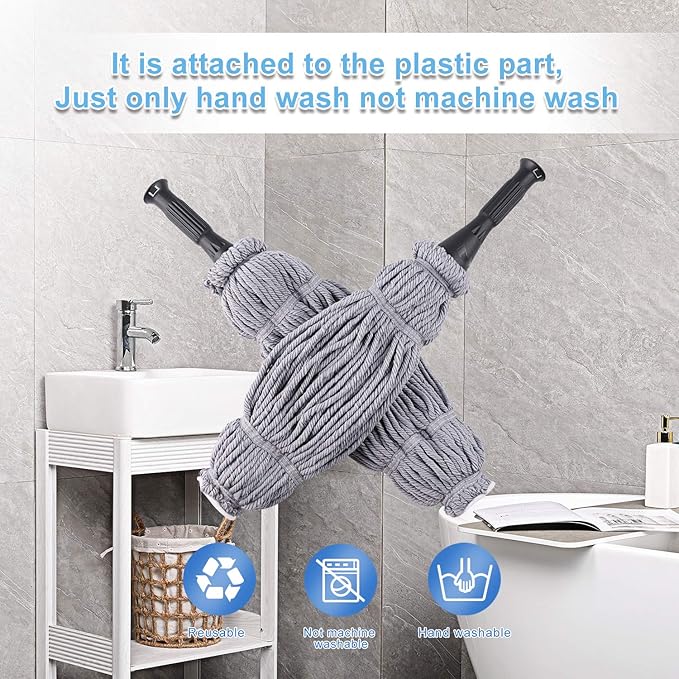 Eyliden Mop with 2 Reusable Microfiber Heads, Easy Wringing Twist Mop, 57.5 inch Long Handle, Wet Mops for Floor Cleaning, Commercial Household Clean Hardwood, Vinyl, Tile and More (Grey)