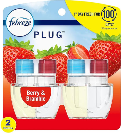 Febreze Odor-Fighting Fade Defy PLUG Air Freshener Refill, Berry & Bramble, (2) .87 fl. oz. Oil Refill