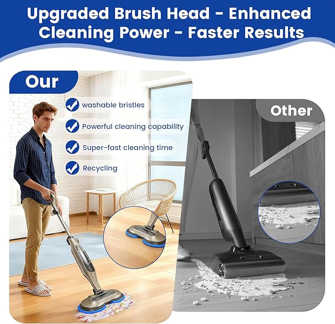 2 Pack Replacement Brush Heads for Shark, Brush Heads for Shark Compatible with S8201, S8001, S7001, S7201 - Steam Mop Pads with Nylon, Deep Clean Hardwood & Tile Floors, Scratch-Free- (Blue)