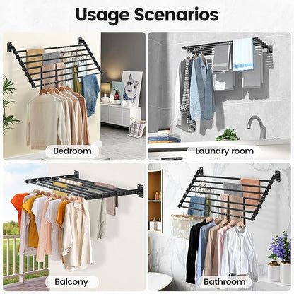 Wall Mounted Clothes Drying Rack 28 Inch – Foldable Laundry Drying Rack for Wall Mount, Space Saving Indoor Drying Rack for Clothes, Compact & Sturdy Design