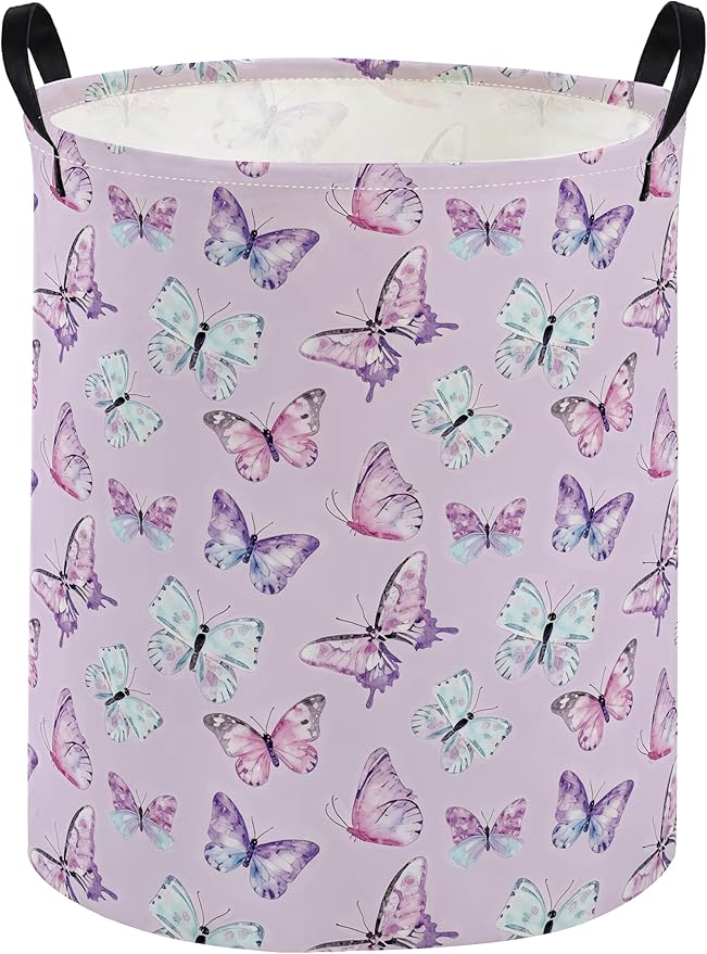 Kids Laundry Basket Animal Hamper for Nursery Butterfly Hamper Cute Kids Storage Bin Organizer Room Decor for Home(Butterfly)