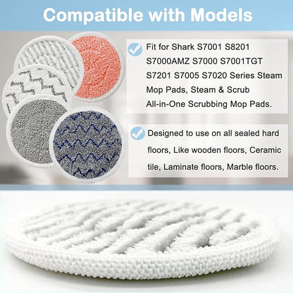 10 Pack Upgraded S7001 Pads Replacement Steam Mop Pads for Shark S7001 S8201 S7000 S7201 S8001 S7000AMZ, S7001TGT Series Steam Mop Pads,Steam&Scrub All-in-One Scrubbing Mop Pads,Part Model#:XKITP7000