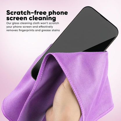 HOMEXCEL Microfiber Glass Cleaning Cloths 6 PK, Lint Free Streak Free, Reusable Microfiber Magic Cleaning Cloth for Windows, Glasses, Mirrors, Screens, Stainless Steel, and More Purple-14×16"