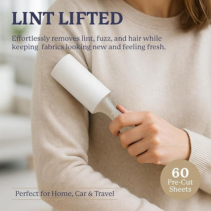 Farberware Fabric Shaver & Lint Remover Set–Battery Operated Sweater Shaver with Triple Blades and Extra Sticky Roller for Pet Hair, Fuzz & Pilling on Clothes, Upholstery & Bedding (Beige, Large)