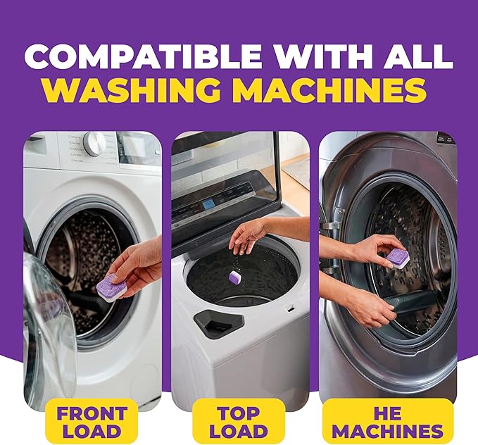 Washing Machine Cleaner Tablets for Pet Owners, 36 Pack, Front&Top Load Washer Deep Cleaning, HE & Septic Tank Safe, Remove Pet Hair, Eliminates Smells, Prevents Dander Build-up