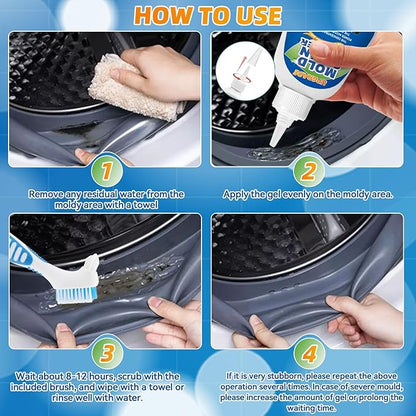 Mold Stain Cleaner Gel, 8 Fl oz Washing Machine Cleaner for Pools, Toilets, Doors and Windows, All-Purpose Household Remover Gel for Washing Machine Seal, Bathroom Grout, Shower Caulk, Tile, Sink