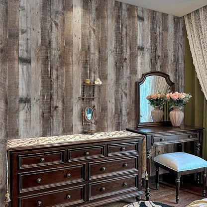 Livebor Gray Shiplap Peel and Stick Wallpaper Wood Contact Paper 17.7”x 393.7” Distressed Wood Wallpaper Peel and Stick Wooden Wall Gray Contact Paper Rustic Shiplap Plank for Walls and Countertops