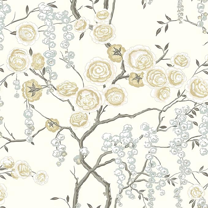 Orainege Peel and Stick Wallpaper Vintage Floral Contact Paper 17.7in x 196.8in Beige Floral Wallpaper Peel and Stick Removable Wall Paper for Bathroom Waterproof