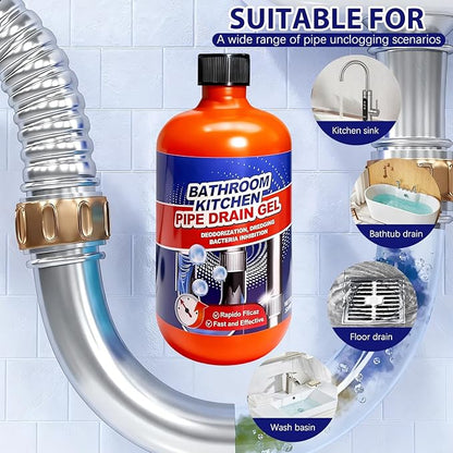 Pipeline Dredging Agent,Pipe Dredge Drain Cleaner,Sink Drains Hair Clog Remover Cleaner,Toilet Unclogger Heavy Duty,Bathroom Shower Pipeline Dredging Agent,Unclog Clogged Drain（500ml）