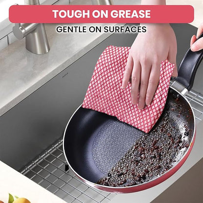 50 Count Disposable Cleaning Cloths, Red - 13.8"x15.8" Ultra Absorbent Towels for Kitchen, Stove & Bathroom - Multi-Purpose Soft Dish Cloths