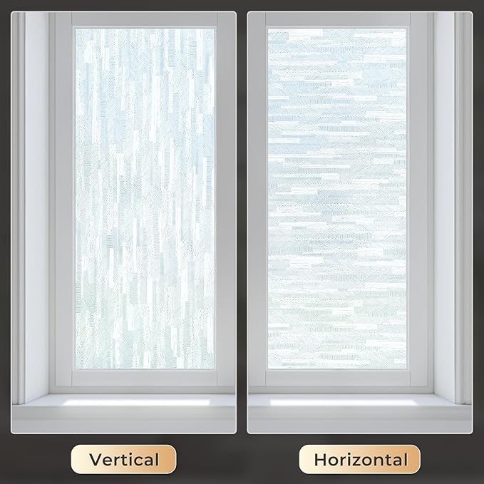 rabbitgoo Window Privacy Film, Frosted Glass Window Film Static Cling Covering, Non Adhesive Privacy Clings Vinyl, Removable Frosting Sticker for Home Decoration, White, 17.5 x 157.4 Inches