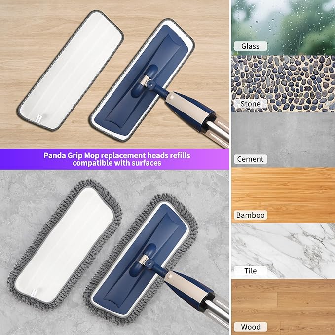 PowerMop for Floor Cleaning with 3 Washable Pads - Wet Dry Microfiber Mop with 720 ml Refillable Bottle for Kitchen Wood Floor Hardwood Laminate Ceramic Tiles Floors Dust Cleaning