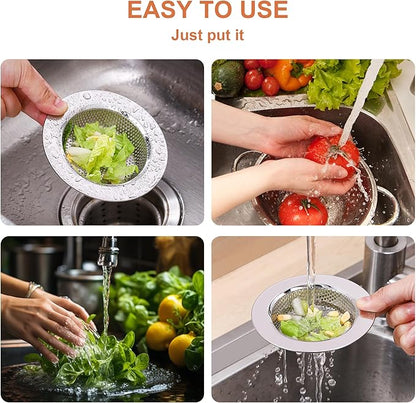 2pcs Kitchen Sink Strainer Stainless Steel, Kitchen Sink Drain Strainer, Sink Strainer, Sink Food Catcher, Upgraded Double-Layer Safe Design Large Wide Rim 4.5" Diameter