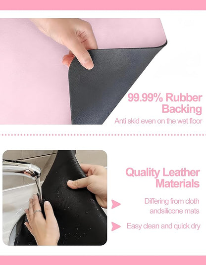 Dish Drying Mat for Kitchen Counter, 16"x24" Dish Drying Pad with Non-slip Rubber Backed, Hide Stain Anti Absorbent for Kitchen Counter, Drying Mat for Coffee Machine Dish Rack (Pink)