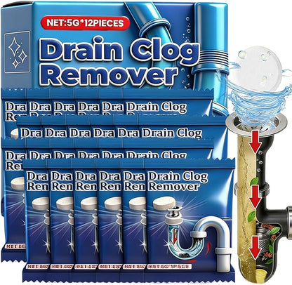 Strong Drain Effervescent Tablet for Kitchen & Bathroom Pipes - Quick-Dissolving Drain Clog Remover, Sink and Drains Cleaner, Deodorizer Remove Odor, For Kitchen, Bathroom Care (24PCS)