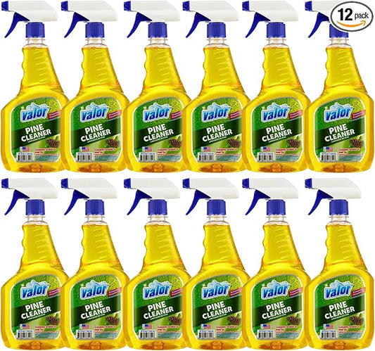 Valor Pine All-Purpose Cleaner with Trigger Sprayer, 32 fl oz – Multi-Surface Household Cleaner, Powerful Degreaser, Biodegradable, Fresh Pine Scent, Kitchen & Bathroom Use (32 Fl Oz (Pack of 12))