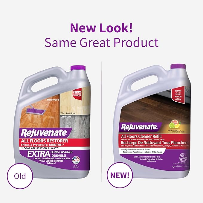 Rejuvenate All Floors Cleaner Refill, Breaks Down Dirt and Grime, Cleans and Protects Floors Throughout Your Home, Including Sealed Hardwood, Tile, Vinyl, Laminate and More, 1 Gallon, 2 Pack