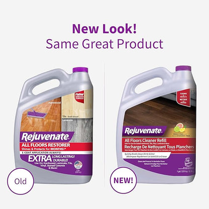 Rejuvenate All Floors Cleaner Refill, Breaks Down Dirt and Grime, Cleans and Protects Floors Throughout Your Home, Including Sealed Hardwood, Tile, Vinyl, Laminate and More, 1 Gallon, 2 Pack