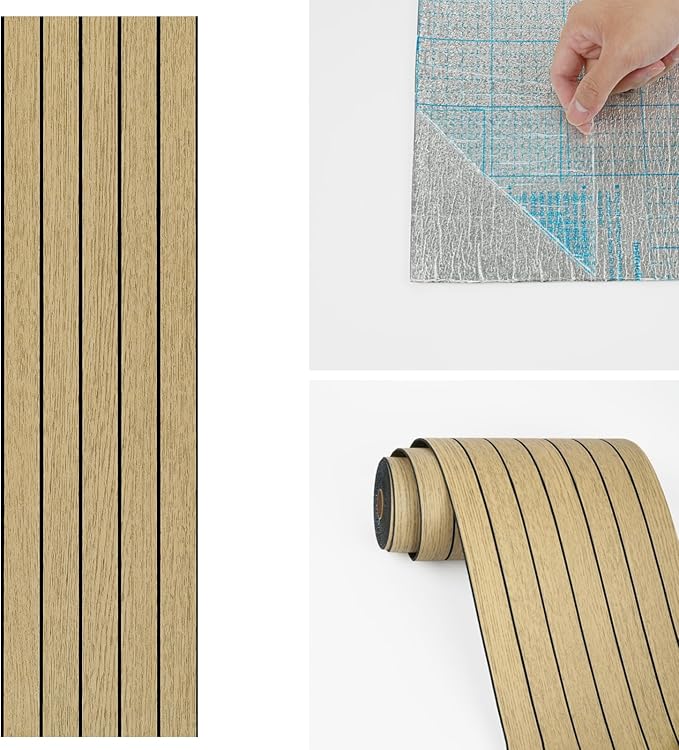 Wallercity Brown Wood Slat Wall Paneling for Interior Walls Removable Soundproof Wall Panels 3D Textured Peel and Stick Wood Panel Flexible Light Wooden Panels for Bedroom Office Studio 11.7''x197''