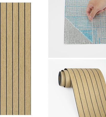 Wallercity Brown Wood Slat Wall Paneling for Interior Walls Removable Soundproof Wall Panels 3D Textured Peel and Stick Wood Panel Flexible Light Wooden Panels for Bedroom Office Studio 11.7''x197''