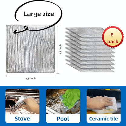 Large Size Non Scratch Steel Wire Dishwashing Rags and Steel Scrubber,Substitute for Steel Wool Scrubbers,Kitchen Cleaning Cloths, Multifunctional Wire Dishcloth for Pots,Pans,Dishs,Flatwarel