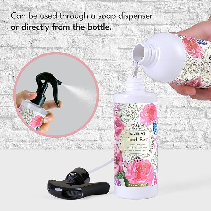 ROMIIE ZOI Rose Room Spray Refill - 500ml / 16.8 Fl Oz - Classic Romantic Floral Scent for a Serene Bedroom - Concentrated Air Freshener