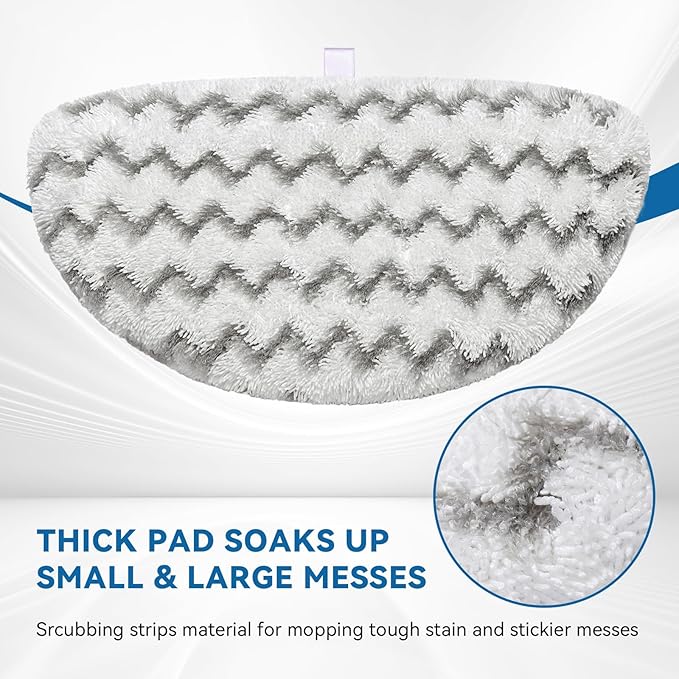 S2U 6-Pack Bissell Steam Mop Pads, for Bissell Powerfresh Steam Mop Pads 1940/1806, Thick & Washable Steam Mop Replacement Pads for Weekly Tile/Vinyl/Concrete/Large Home/Garage Cleaning