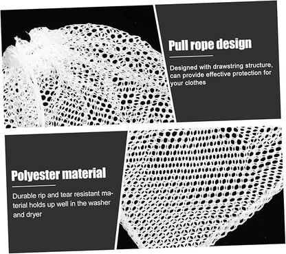 Mesh Laundry Bags with Drawstring - 12"x18" Clear Breathable Mesh Storage Bags for Clothes, Delicates & Travel Essentials - Small White Bags for Organizing Underwear, Socks, Baby Clothes