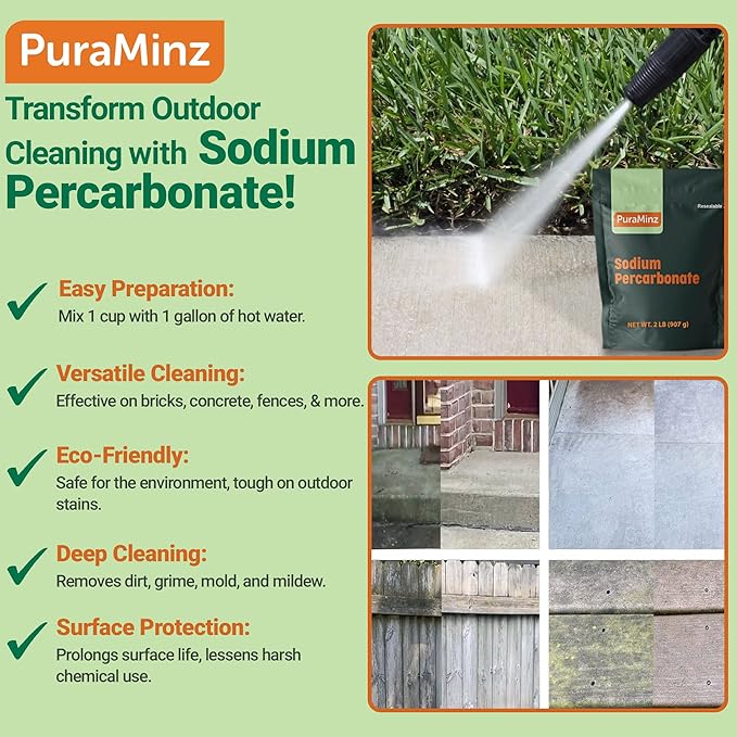 Sodium Percarbonate, 99.9% Pure Oxygen Bleach Powder, Stain Remover, Whitener, Non-Chlorine Detergent Booster, Fragrance Free Dishwasher Cleaner and Deodorizer, 5 lbs (80 oz), Pack of 1
