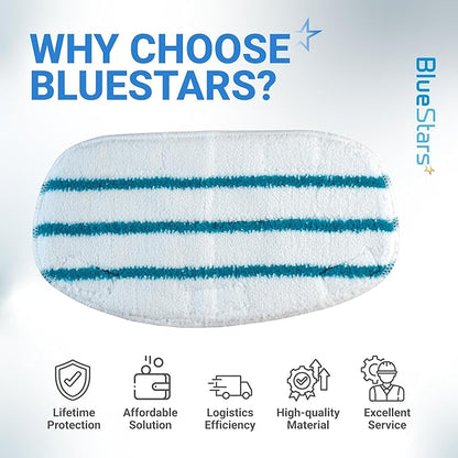 BlueStars 6-Pack Replacement Steam Mop Pads - Compatible for PurSteam ThermaPro 10-in-1 Steam Mop – Washable and Reusable Replacement Pads, Microfiber Pads for ThermaPro 211 10-in-1 Steam Mop Cleaners