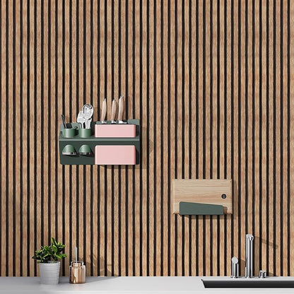 Yun-aeon Natural Wood Peel and Stick Wallpaper Wood Slats - 17.3"x 120" Tan Self-Adhesive Waterproof Vinyl Removable Wall Paper for Wall Decor Bedroom