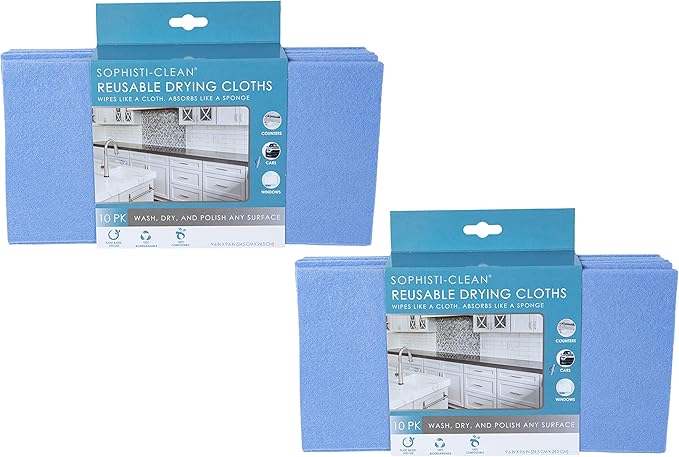 Reusable Drying Cloths, Streak-Free Shine, Sustainable Paper Towel Alternative, Pack of 20