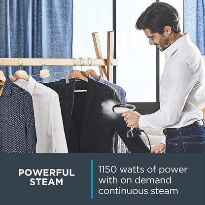 Rowenta, Steamer for Clothes, Access Steam Handheld Steamer, 15 Second Heatup, 4 Ounce Capacity, 1150 Watts, Portable, Ironing, Travel Must Have, White Clothes Steamer, DR3030