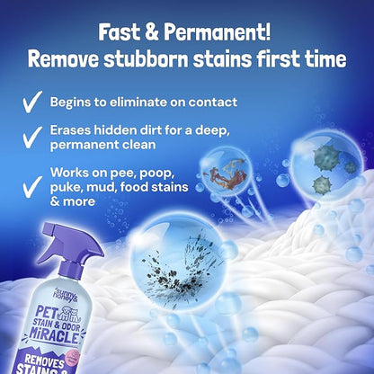 Sunny & Honey Pet Stain and Odor Remover - Enzyme Cleaner for Dog Urine and Poop on Carpets and Furniture - Strong Pet Carpet Cleaner Spray (32fl oz Lavender)