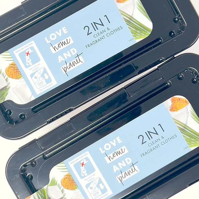 Love Home and Planet Coconut Water & Mimosa Flower Laundry Detergent Packets Similar to Laundry Powder Detergent and Detergent Pods Made with Plant Based Cleanser Comes with Clothespins (2 Pack 30 Count Each)