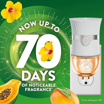 Air Wick Plug In Scented Oil Refill, Infused with Essential Oils, Plug In Air Fresheners for Home, Hawaii Exotic Papaya & Hibiscus Flower, 2 ct