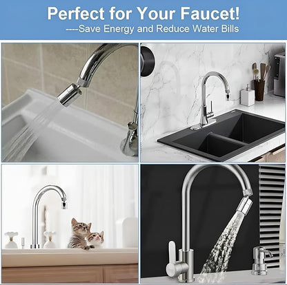 Faucet Aerator 360° Swivel Kitchen Sink Aerator, Dual-function 2-Flow Female 55/64 in-27UNS Chrome Solid Brass Faucet Sprayer Attachment with 15/16 in Male Threaded Adapter for Bathroom Sink Filter