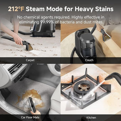 Uwant Carpet Cleaner Machine with Steam&Hot&Cold Water System 18Kpa Powerful Suction Upholstery Cleaner Machine with Pet Pro Cleaner for Pets, Carpet Steam Cleaner Set of 1