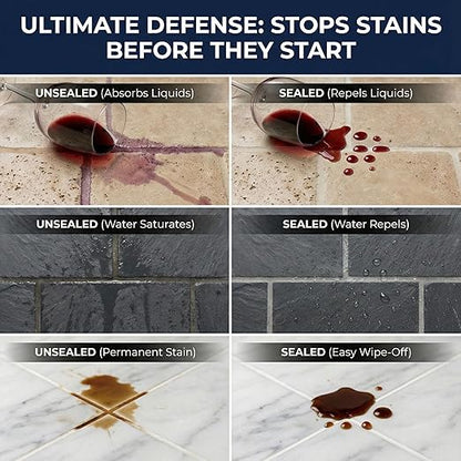 Grout Sealer,17.6 OZ Waterproof Grout Sealer for Shower, Floor, Kitchen - 100% Safe Tile Sealer Spray - Long Lasting Clear Grout Sealant for Stone, Bathroom, Marble - Indoor & Outdoor