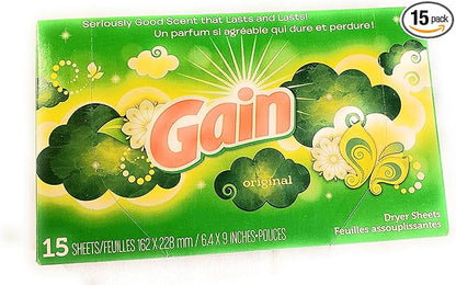 Gain Dryer Sheets 15 Count Box Original Scent Great for travel!
