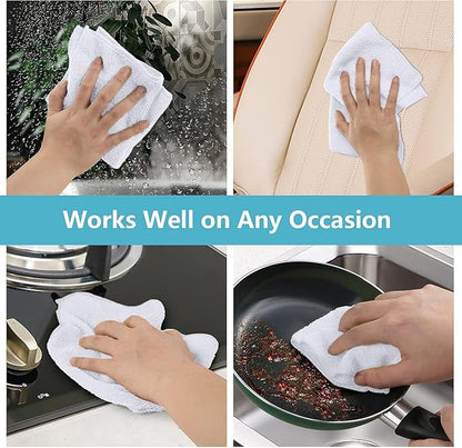 HOMEXCEL White Cleaning Rags 5 Pack, Highly Absorbent Microfiber Cleaning Cloth for Kitchen, Lint Free, Scratch-Free, Reusable Microfiber Towels for House, Window and Glass, Cars, 11.5 X11.5 inch