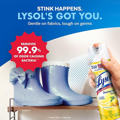 Lysol Disinfectant Spray, Sanitizing and Antibacterial Spray, For Disinfecting and Deodorizing, Lemon Breeze, 19 Fl Oz (Pack of 2)