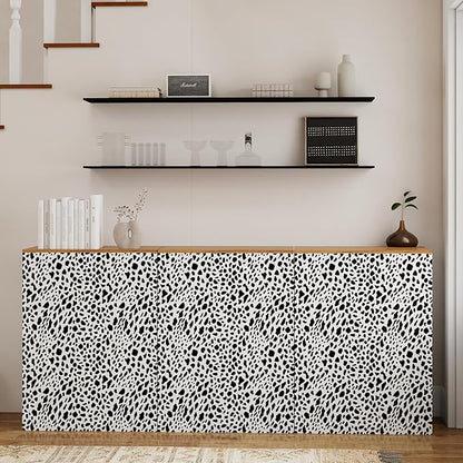 Vinjiasin Black and White Dalmatian Peel and Stick Wallpaper – Modern Spot Print Removable Wallpaper for Bedroom, Nursery, Bathroom & Accent Walls, Self Adhesive Waterproof Wall Decor,17"x 200"