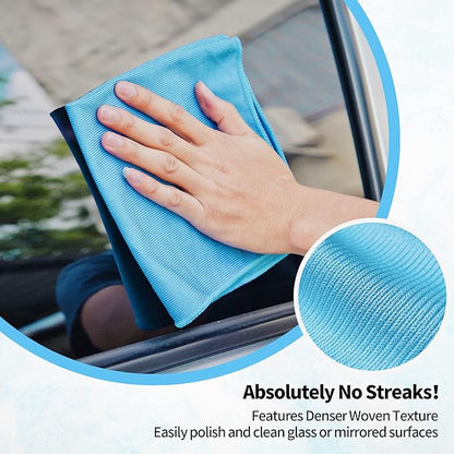 HOMERHYME Microfiber Glass Cleaning Cloth - 10 Pack Polishing Cloths, 16" x 14" Window Cleaning Towel, Streak Free, Lint Free, Great for All Delicate Surface, Glasses, Stainless Steel, Windshield.