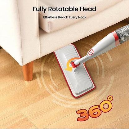 Spray Mops for Floor Cleaning with 3pcs Washable Pads, Xlife Wet Dry Mop for Kitchen Wood Hardwood Laminate Ceramic Tiles Floor Dust Cleaning-Red (No Cleaner)