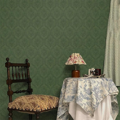 Dimoon 393"x16.1" Wallpaper Green Peel and Stick Removable Contact Paper Delicate Thicken Waterproof Retro Dark Green Self Adhesive Floral Wallpaper for Bedroom Shelf Liner Decal Vinyl Roll