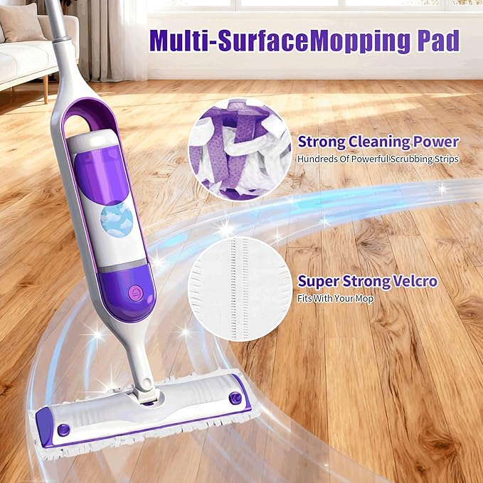 25 Pack Disposable Mopping Pads Refills for Swiffer PowerMop Multi-Surface & Wood Mops, Spray Clean Pads Replacement for Floor Cleaning（Purple Without Handle）